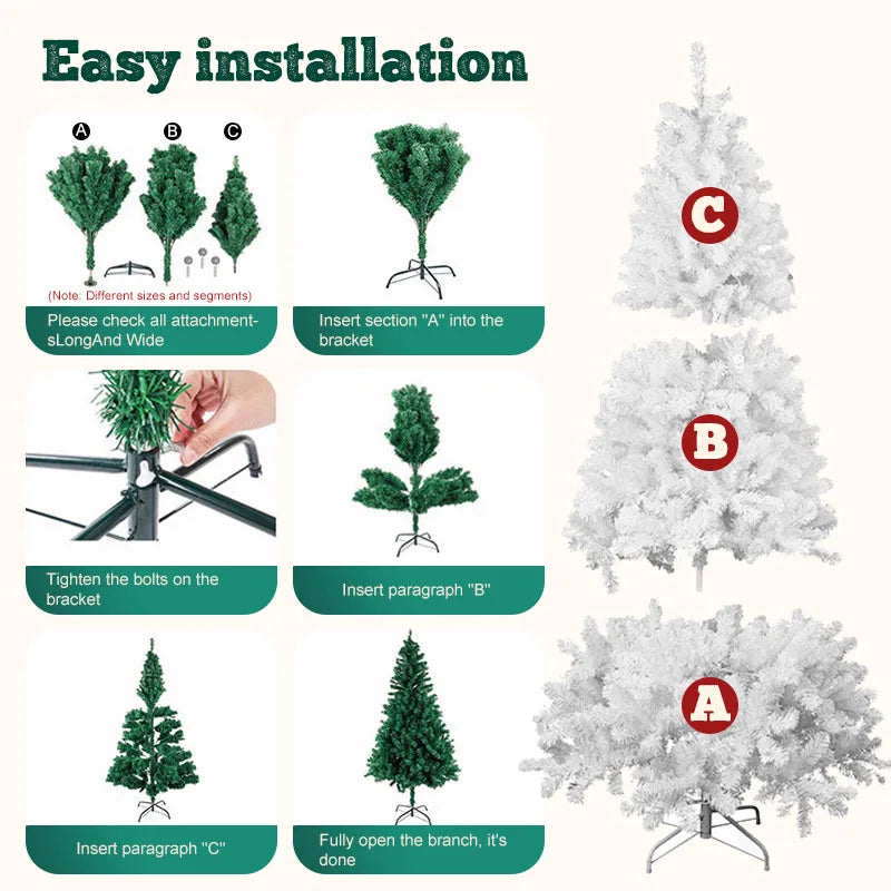 Artificial Christmas Tree With Fluffy PVC Branches Holiday Decor