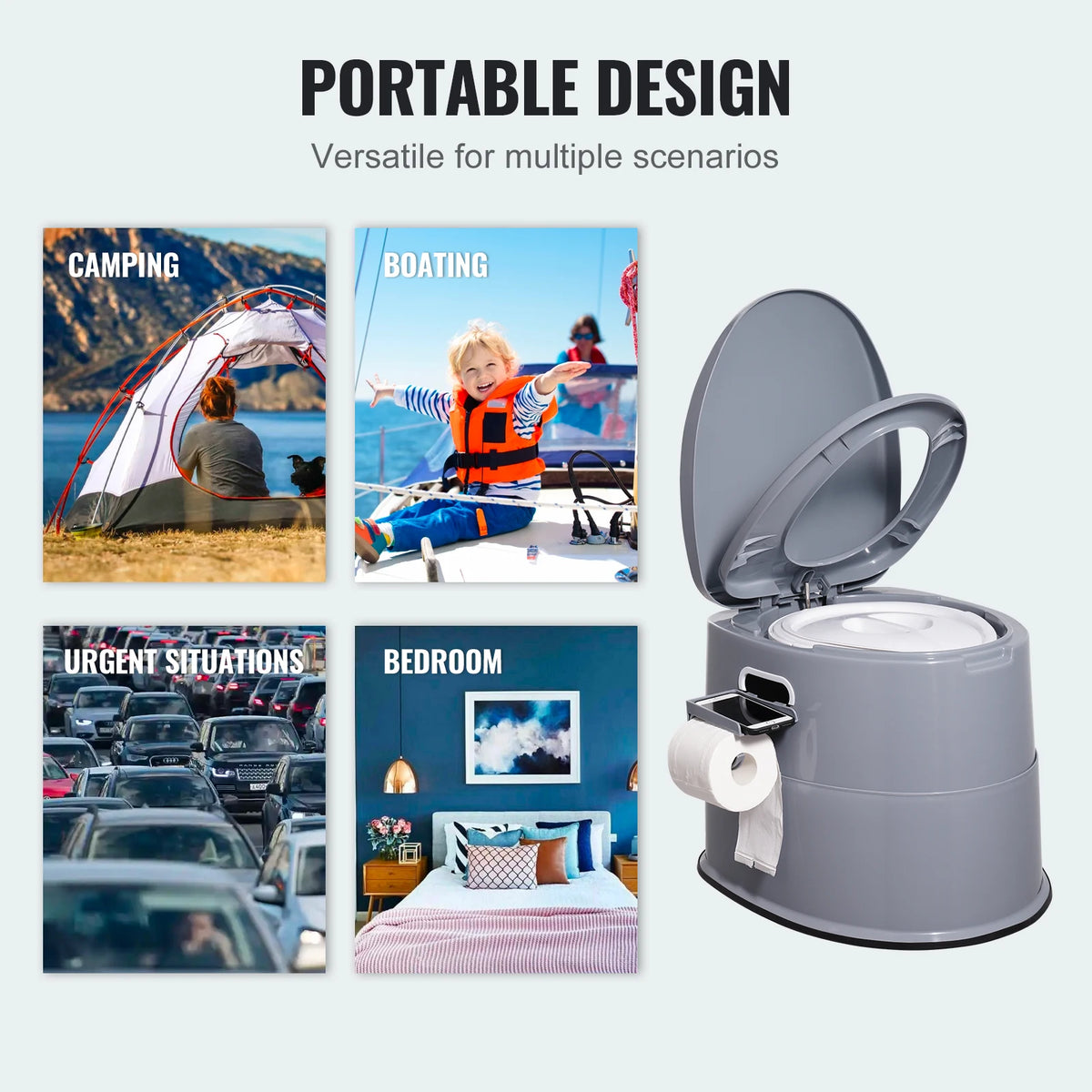 SucceBuy Portable Toilet With Detachable Bucket For Camping And Travel