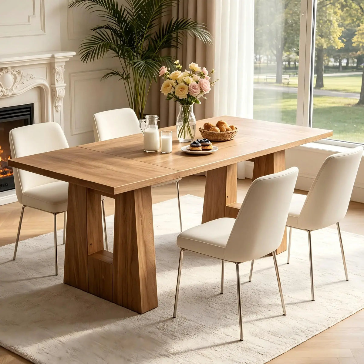 HiMISS Modern Mid Century Wood Dining Table With Sleek Legs