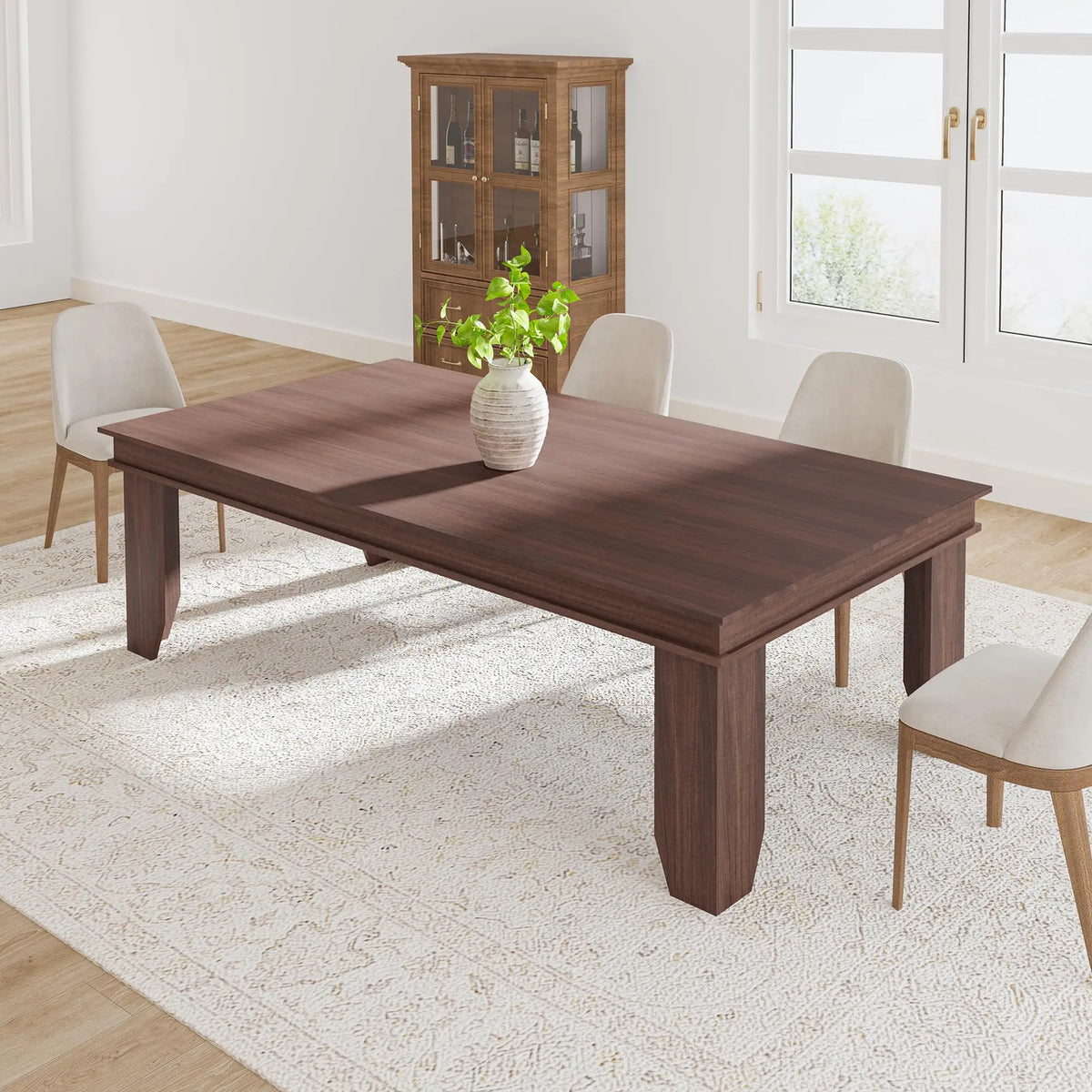 HiMiss Rustic Solid Wood Farmhouse Dining Kitchen Table