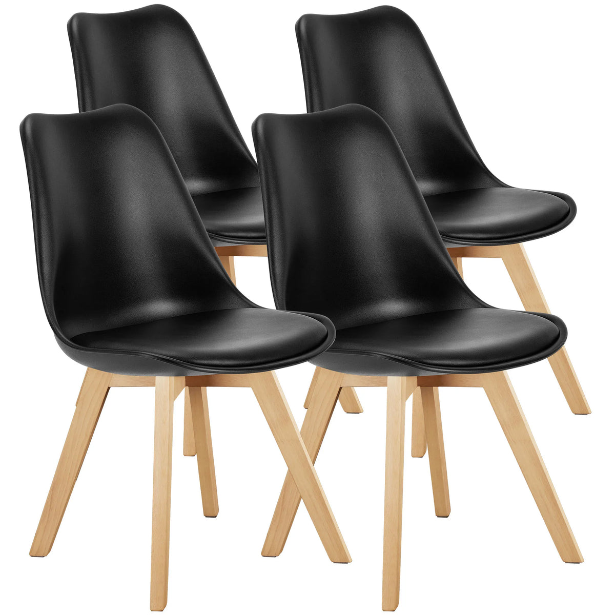 JHK PU Leather Dining Chairs With Wooden Legs And Premium Comfort