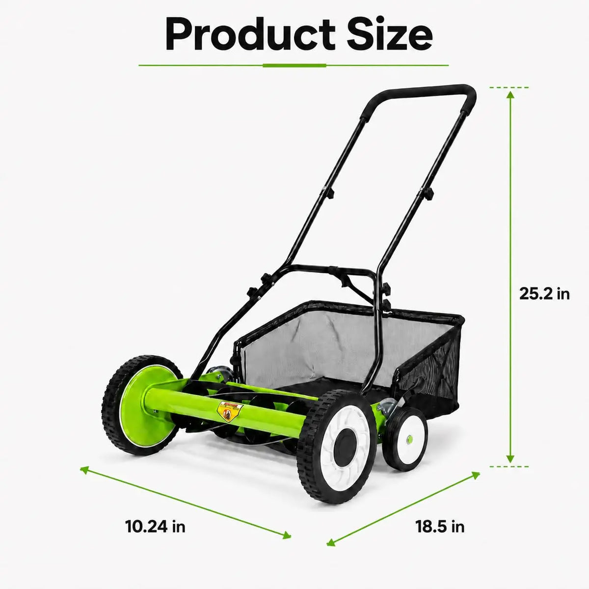 HiMISS Manual Push Reel Lawn Mower With Carbon Steel Blades