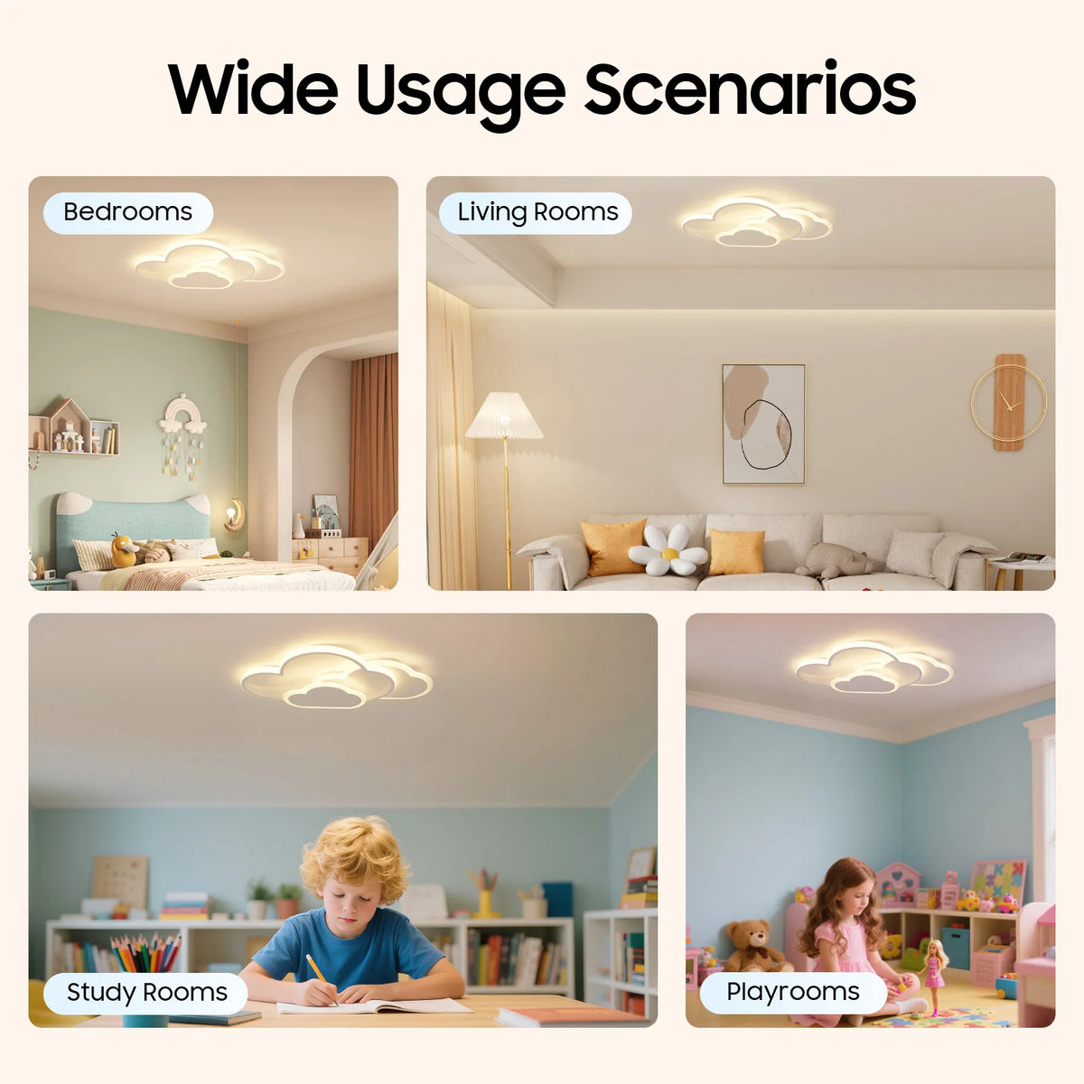 Modern Cloud LED Ceiling Light 3 Color Temperature Adjustable Fixture