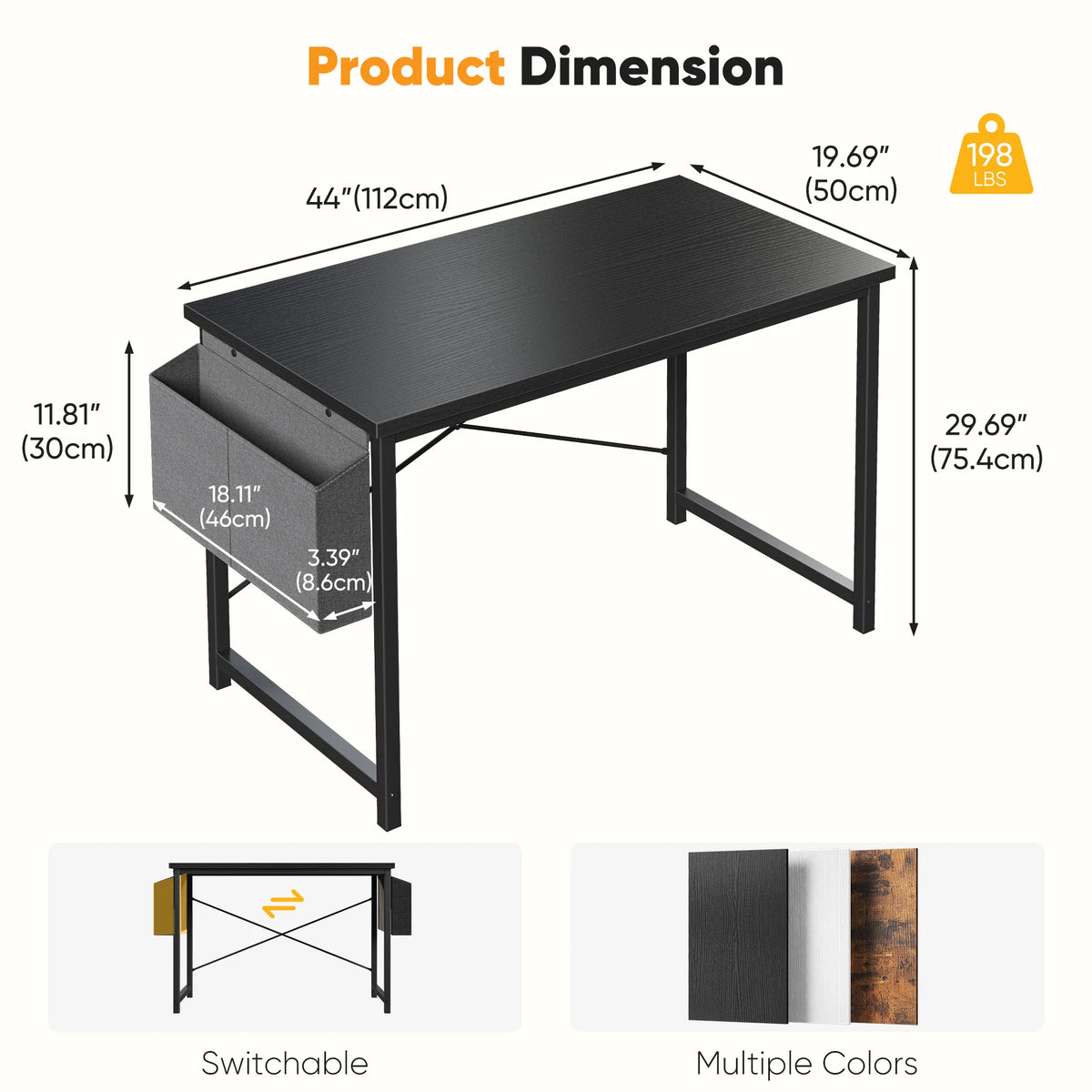 Jhk Executive Computer Desk With Storage Rack Wooden Top
