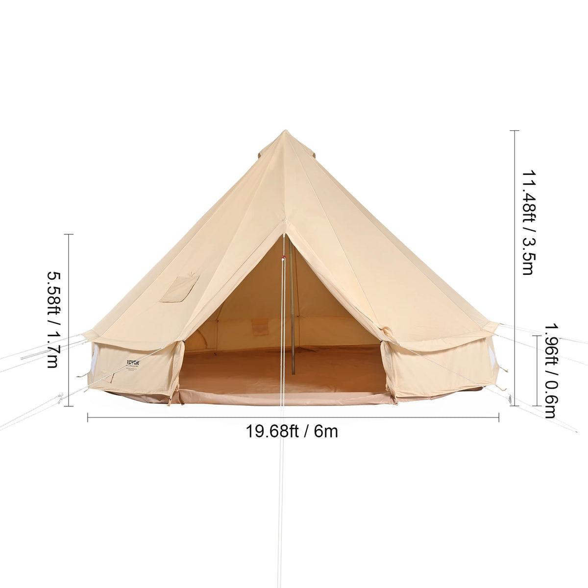 SucceBuy Canvas Bell Tent For Four Seasons Camping With Chimney