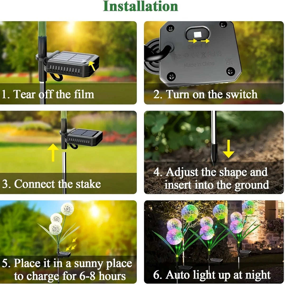 Solar Led Dandelion Outdoor Ground Light For Landscape Decor