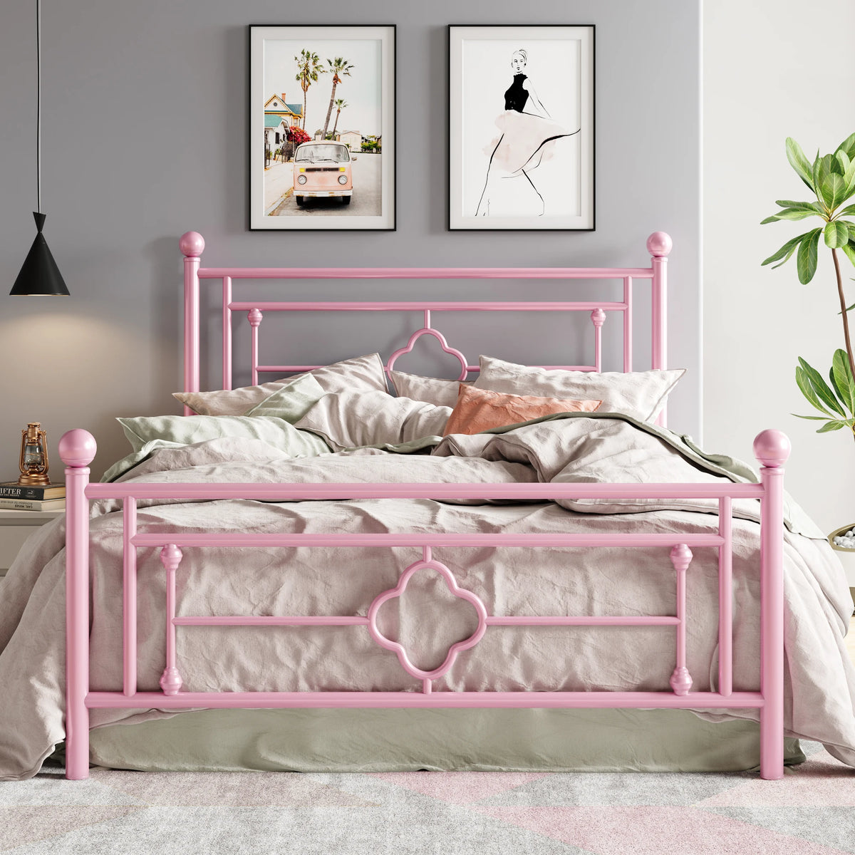 HOOMIC Vintage Victorian Wrought Iron Platform Bed Frame