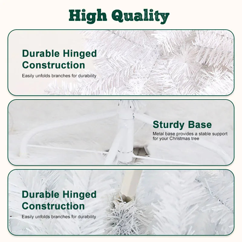 Artificial Christmas Tree With Fluffy PVC Branches Holiday Decor