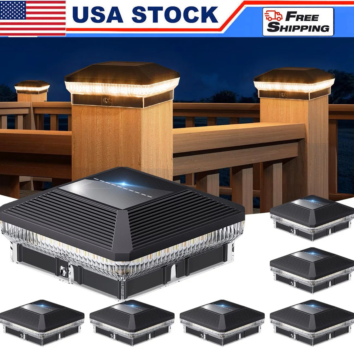 Solar Outdoor Fence Post Lights Featuring Automatic LED Illumination
