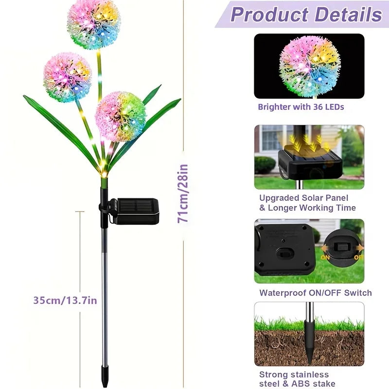 Solar Led Dandelion Outdoor Ground Light For Landscape Decor