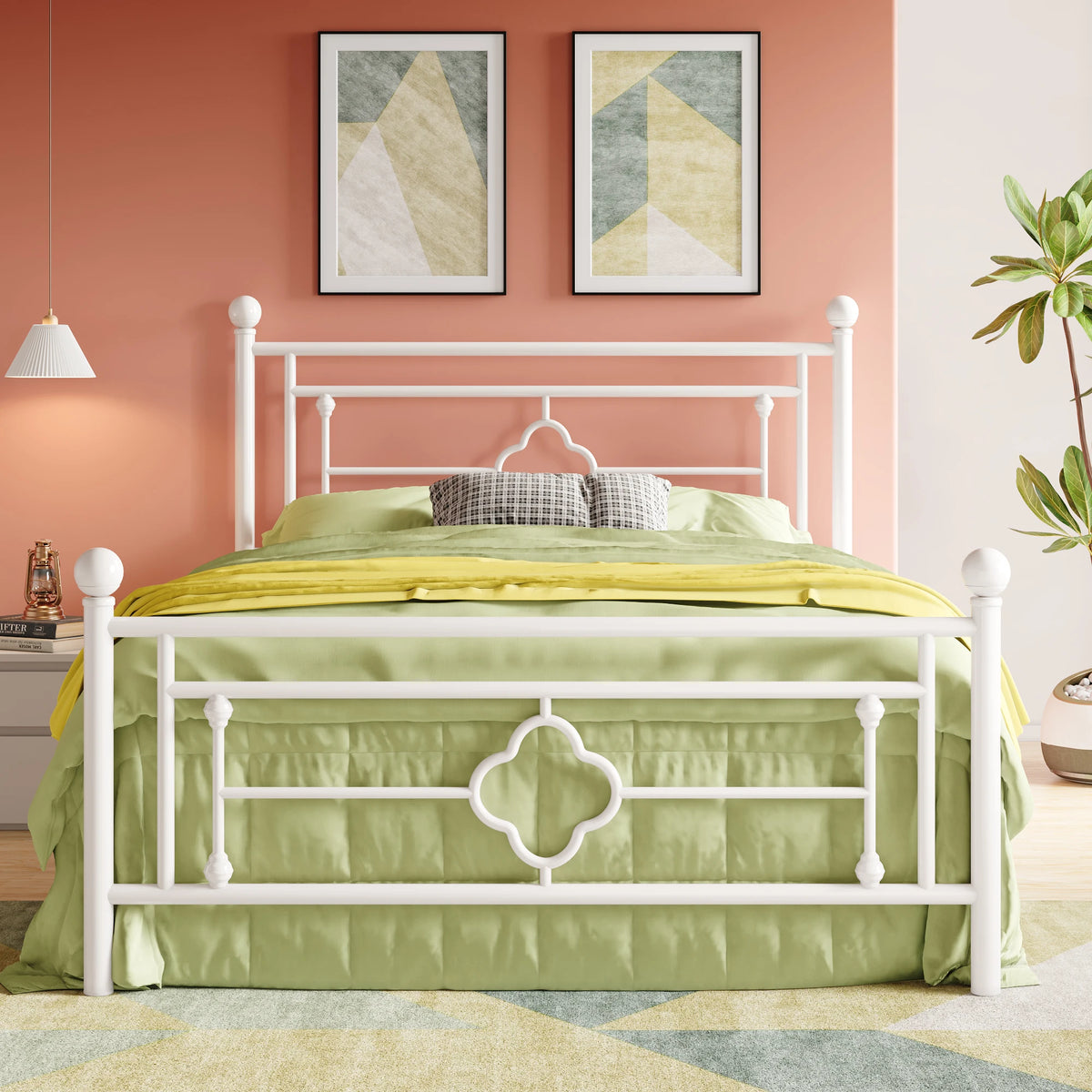 HOOMIC Vintage Victorian Wrought Iron Platform Bed Frame
