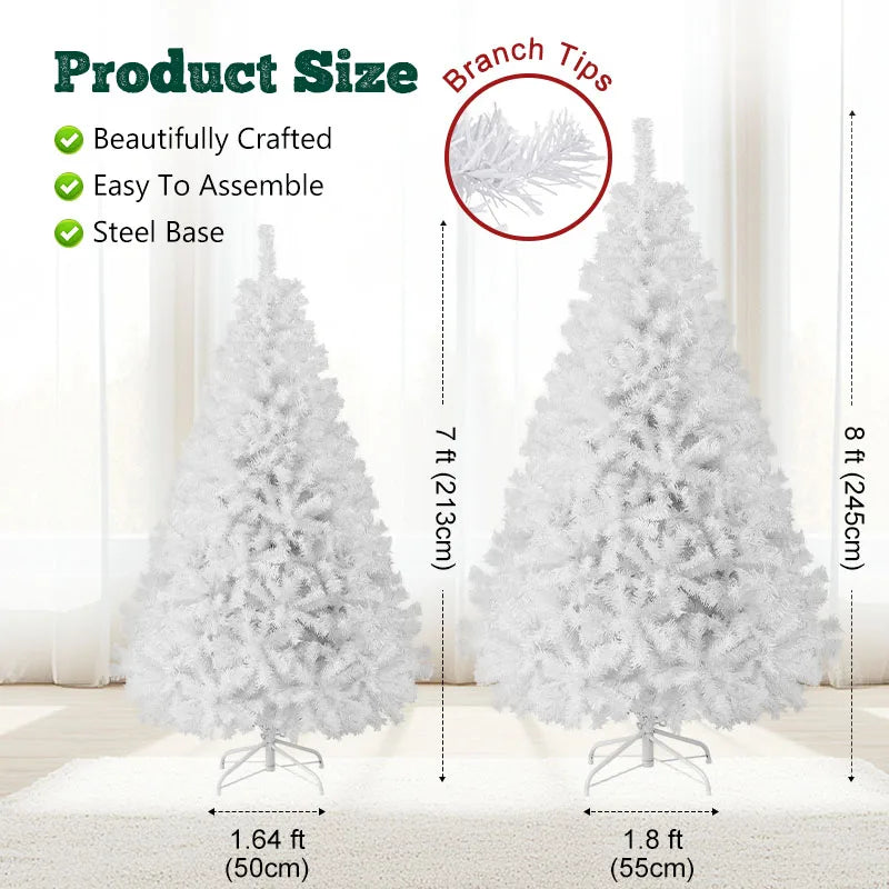 Artificial Christmas Tree With Fluffy PVC Branches Holiday Decor