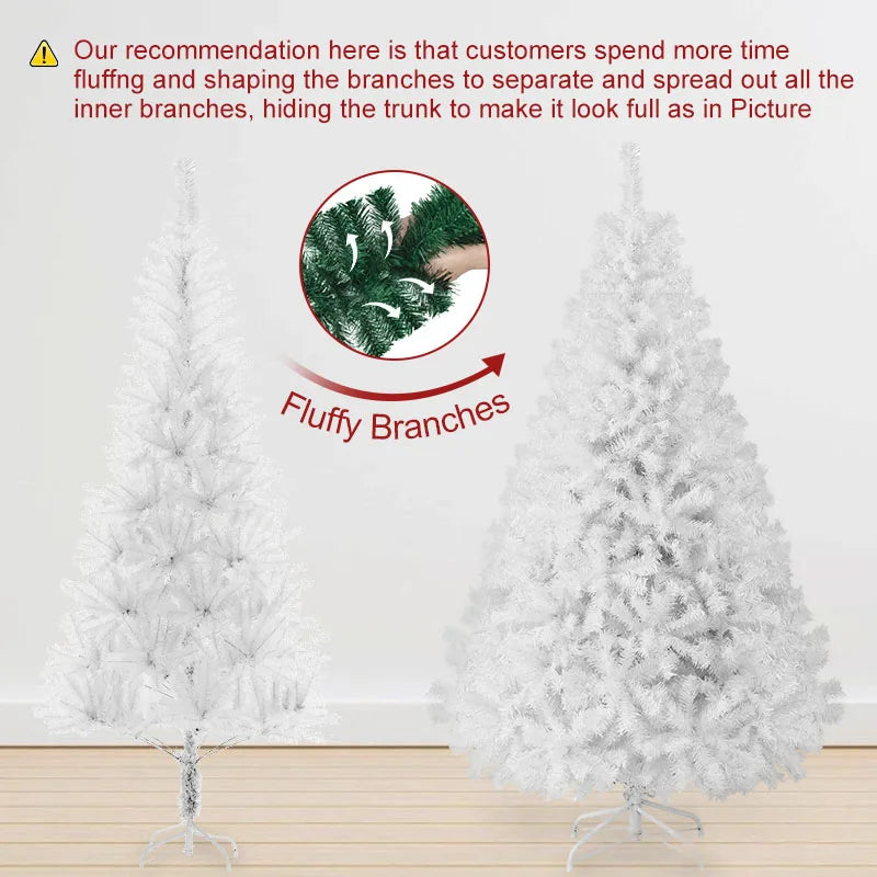 Artificial Christmas Tree With Fluffy PVC Branches Holiday Decor