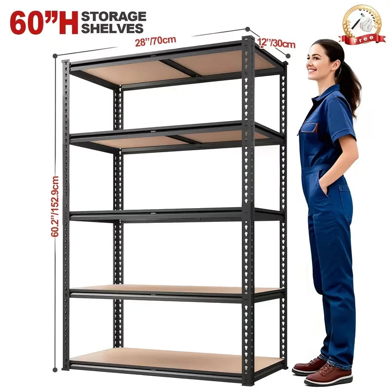 Heavy Duty Metal Storage Rack With Adjustable Height Design