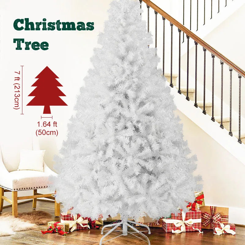 Artificial Christmas Tree With Fluffy PVC Branches Holiday Decor