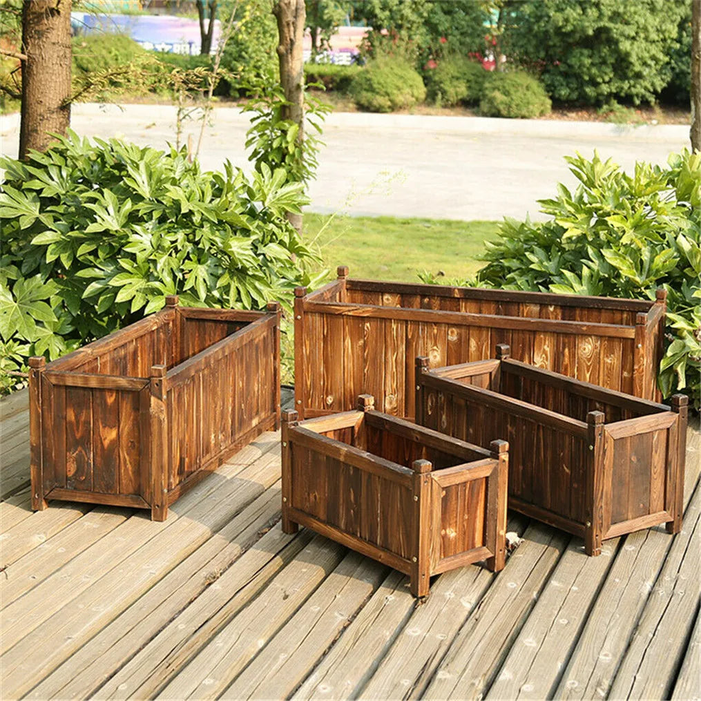 Pine Wood Raised Garden Planter Box For Indoor Outdoor Plants
