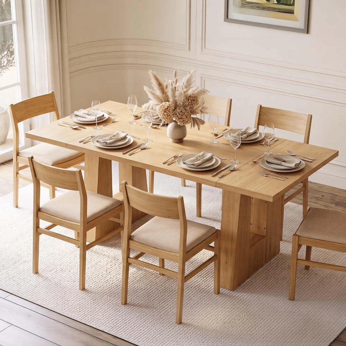 HiMISS Modern Mid Century Wood Dining Table With Sleek Legs