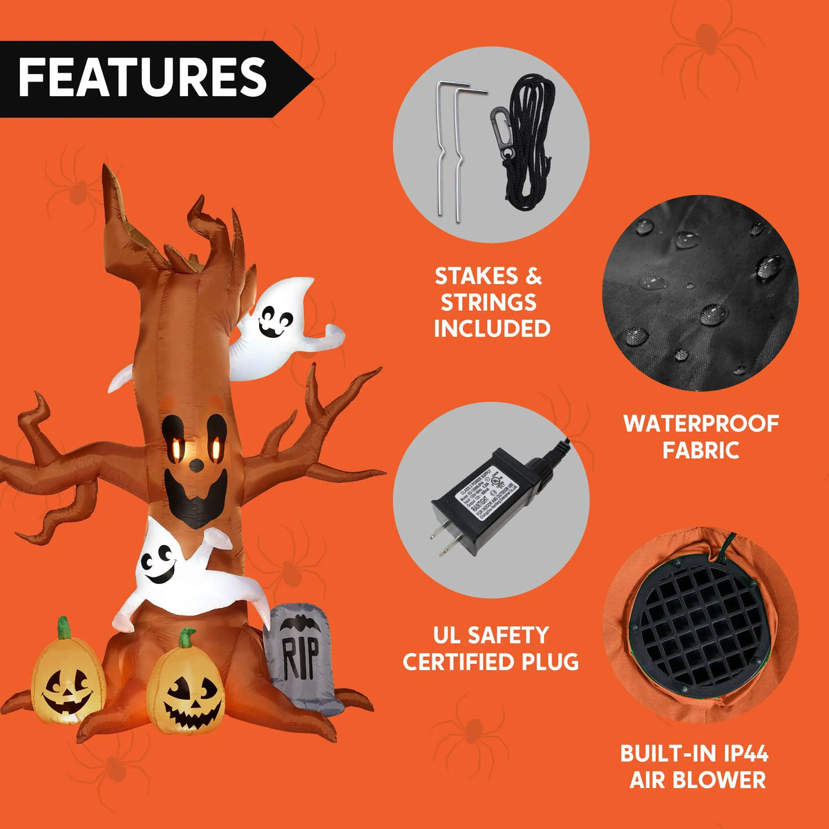 Joyfy Halloween Inflatable Scary Tree With Ghost And LED Lights