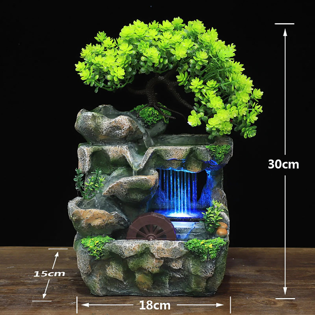 Color Changing LED Desktop Waterfall Fountain For Indoor Meditation