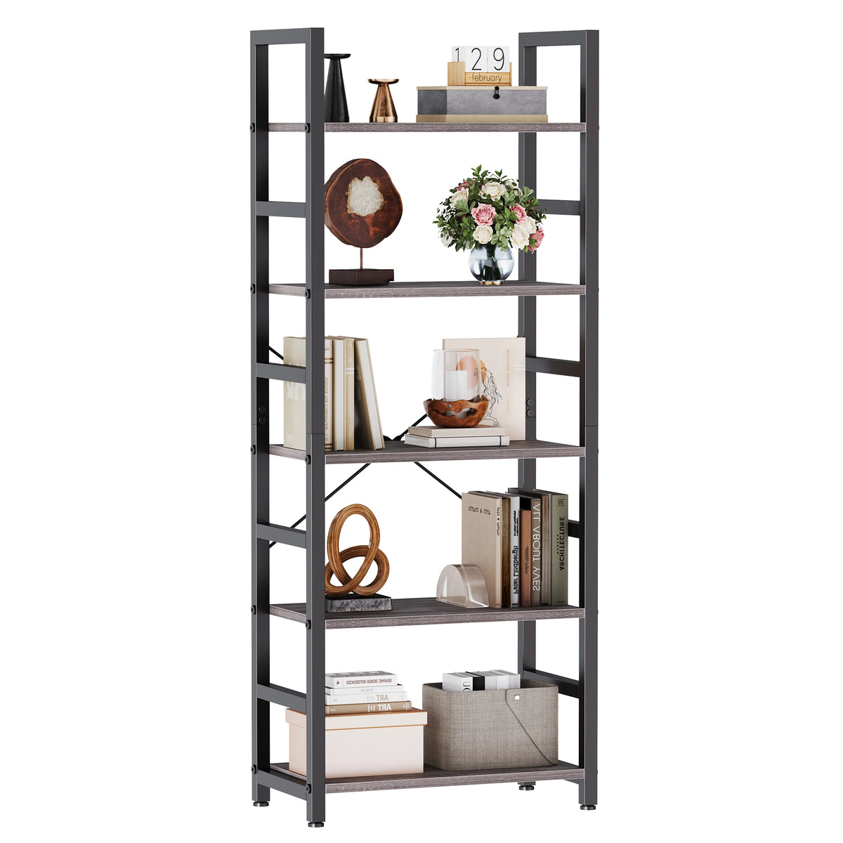 MCQ Wooden Five Tier Storage Bookshelf For Living Room