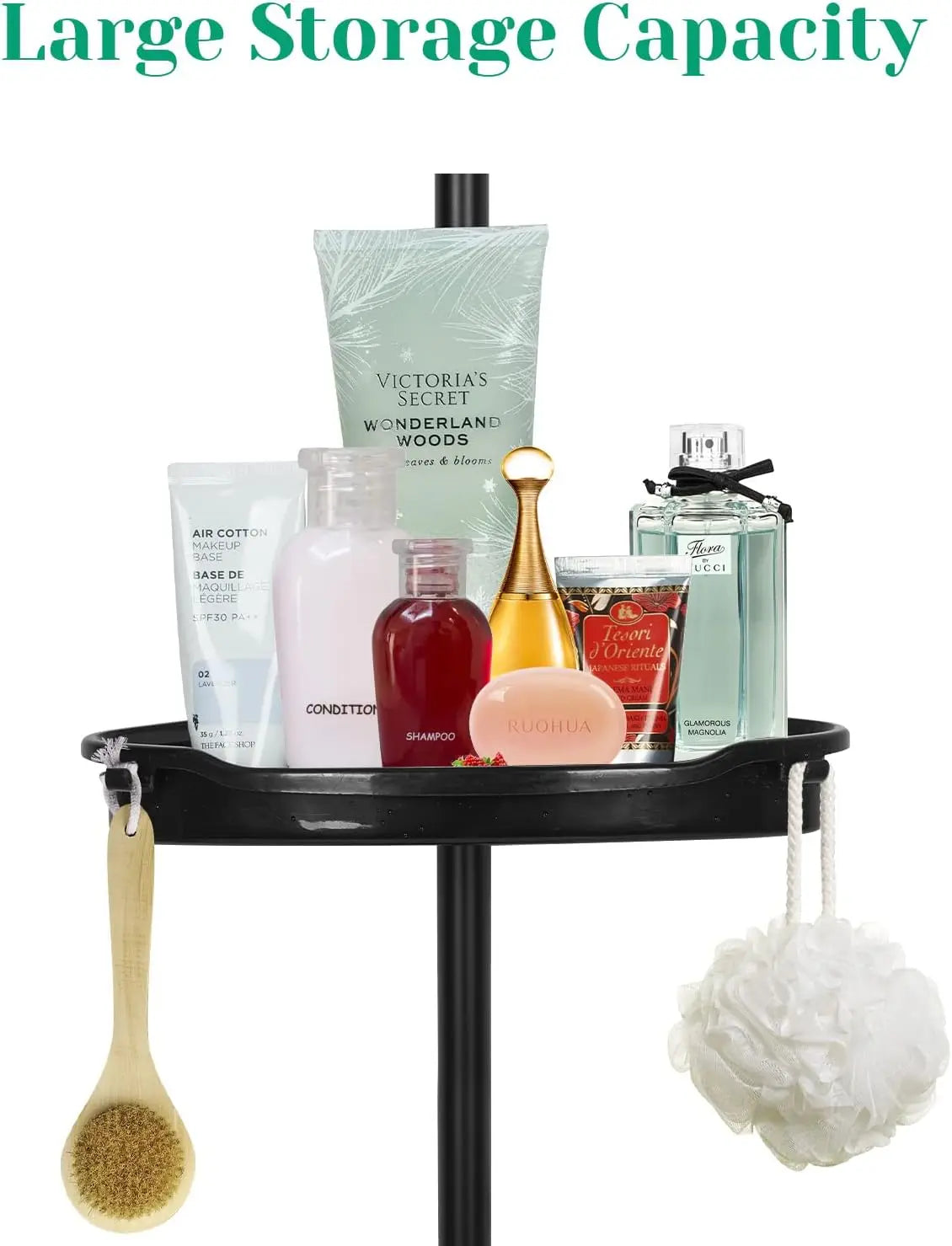 Rust Proof Corner Shower Caddy Featuring Telescopic Tension Pole