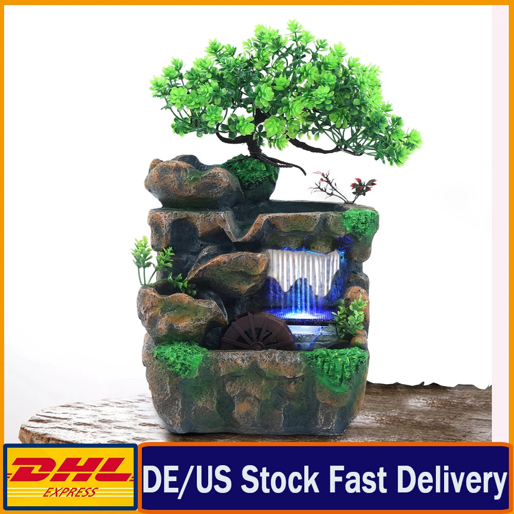 Color Changing LED Desktop Waterfall Fountain For Indoor Meditation