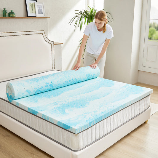 JHK Gel Memory Foam Mattress Topper Cooling Breathable Bed Comfort