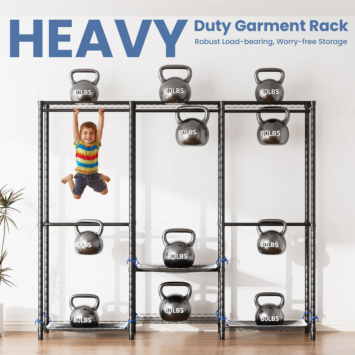 Freestanding Metal Clothes Rack And Storage Organizer