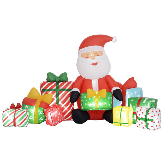 Christmas Inflatable Santa Claus With Gift Boxes And Led Lights