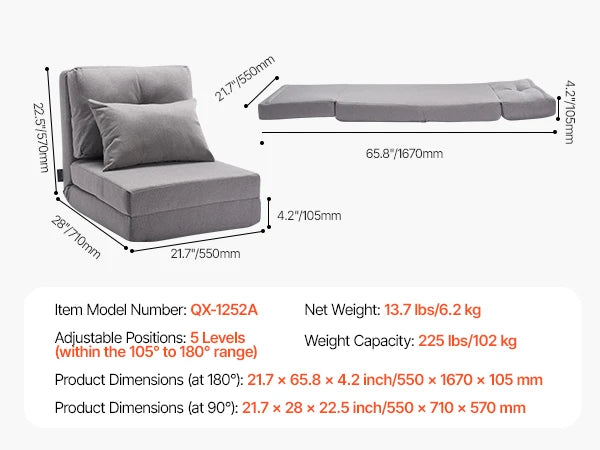 SucceBuy Fabric Floor Chair With Recycled Foam Back Support