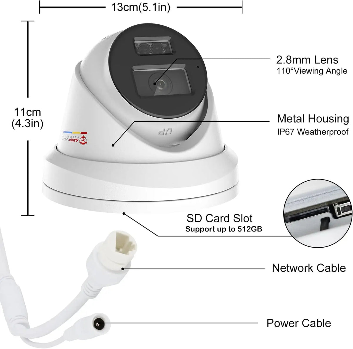 Anpviz 8MP PoE Turret CCTV Camera Smart Light Night Vision