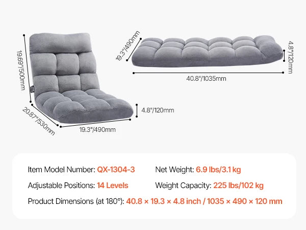 SucceBuy Fabric Floor Chair With Recycled Foam Back Support