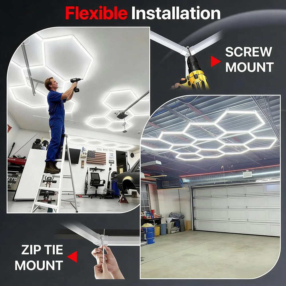 Vastfire Honeycomb Hexagon LED Pendant Light Industrial Garage Ceiling