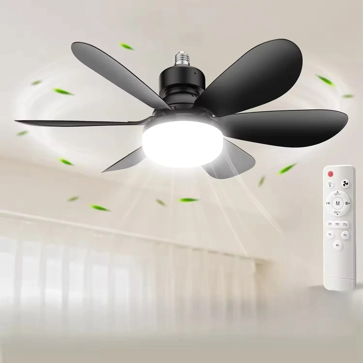 40W Ceiling Fan Remote Control LED Light Silent For Bedroom