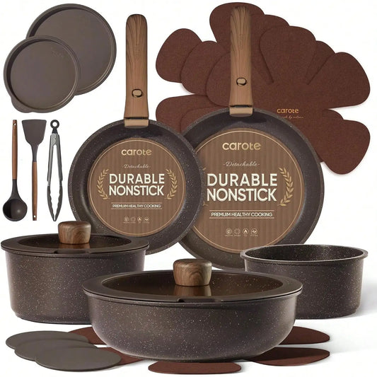 Carote Detachable Handle Nonstick Cookware Set For Kitchen Use
