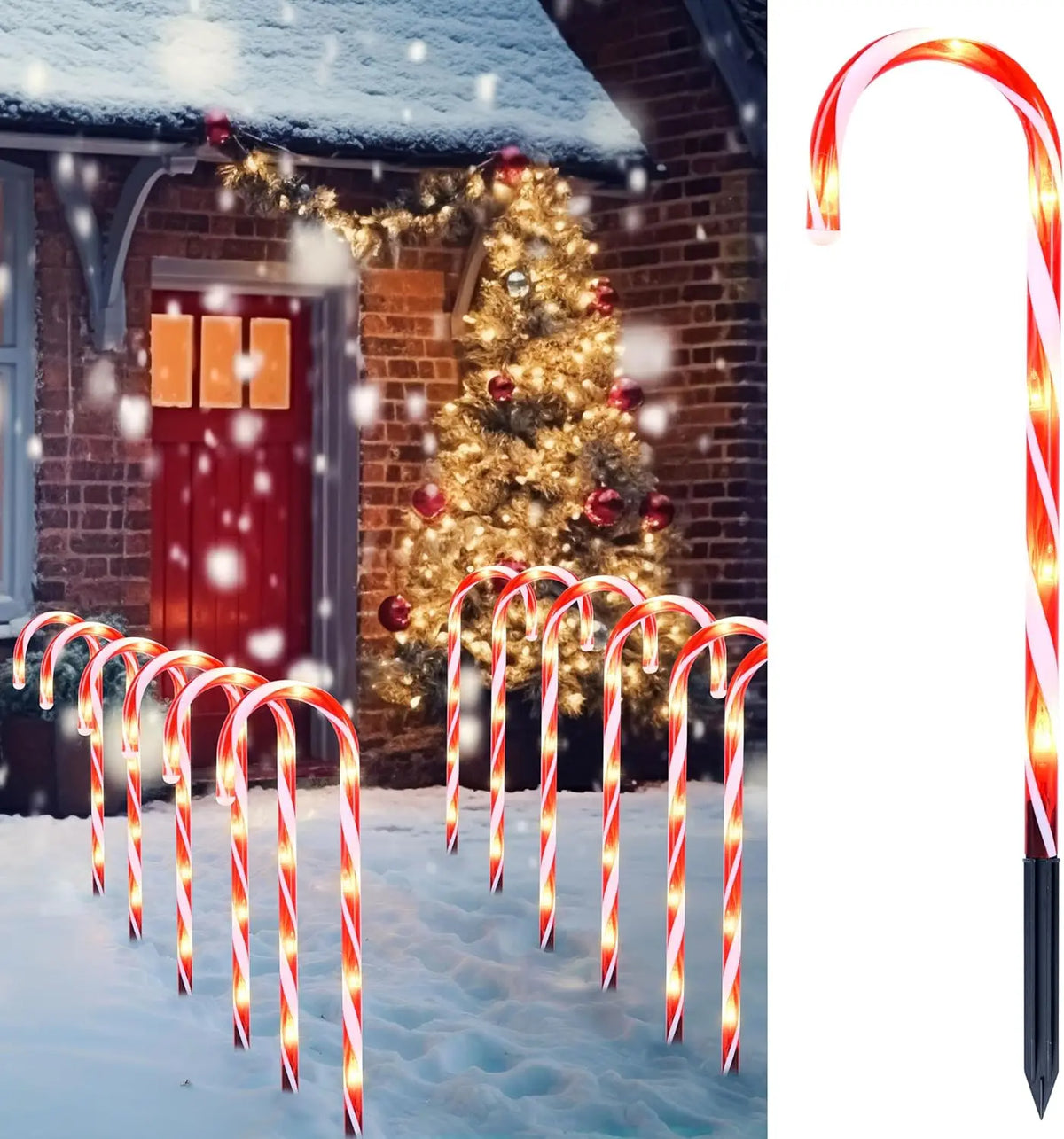 Joyfy Christmas Candy Cane Pathway Marker Lights Set of 12