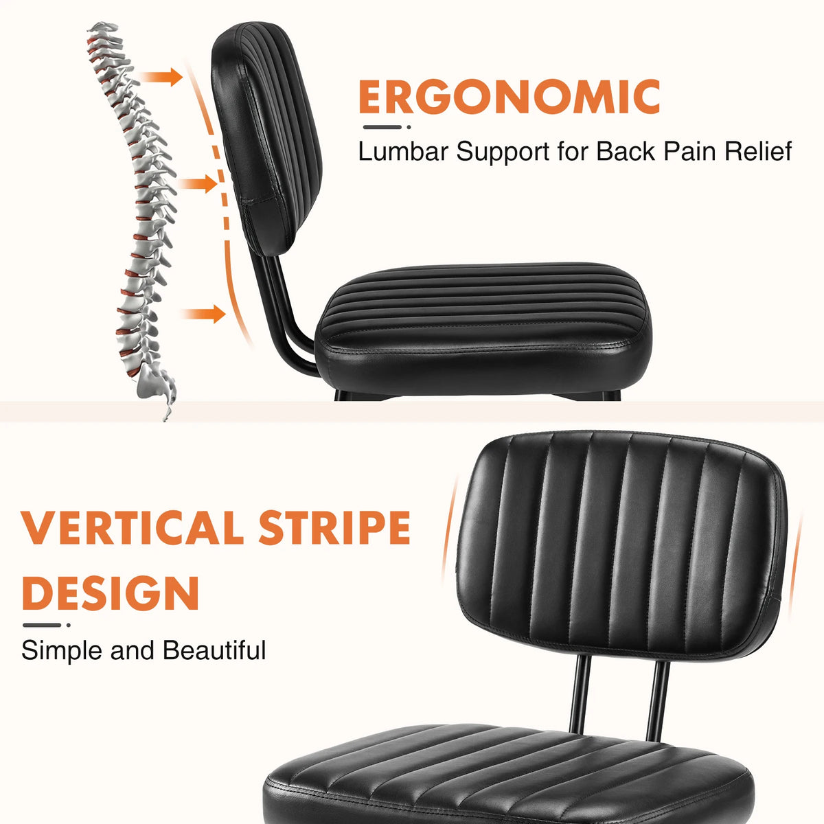 JHK Modern Faux Leather Dining Chairs With Lumbar Support