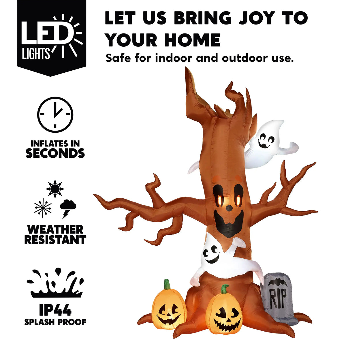 Joyfy Halloween Inflatable Scary Tree With Ghost And LED Lights