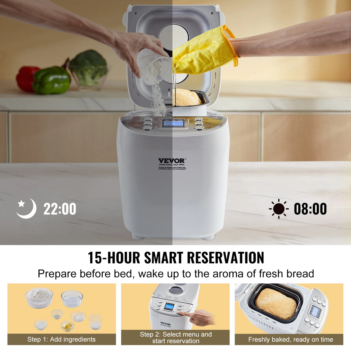 SucceBuy Automatic MultiFunction Bread Maker With Nonstick Ceramic Pan