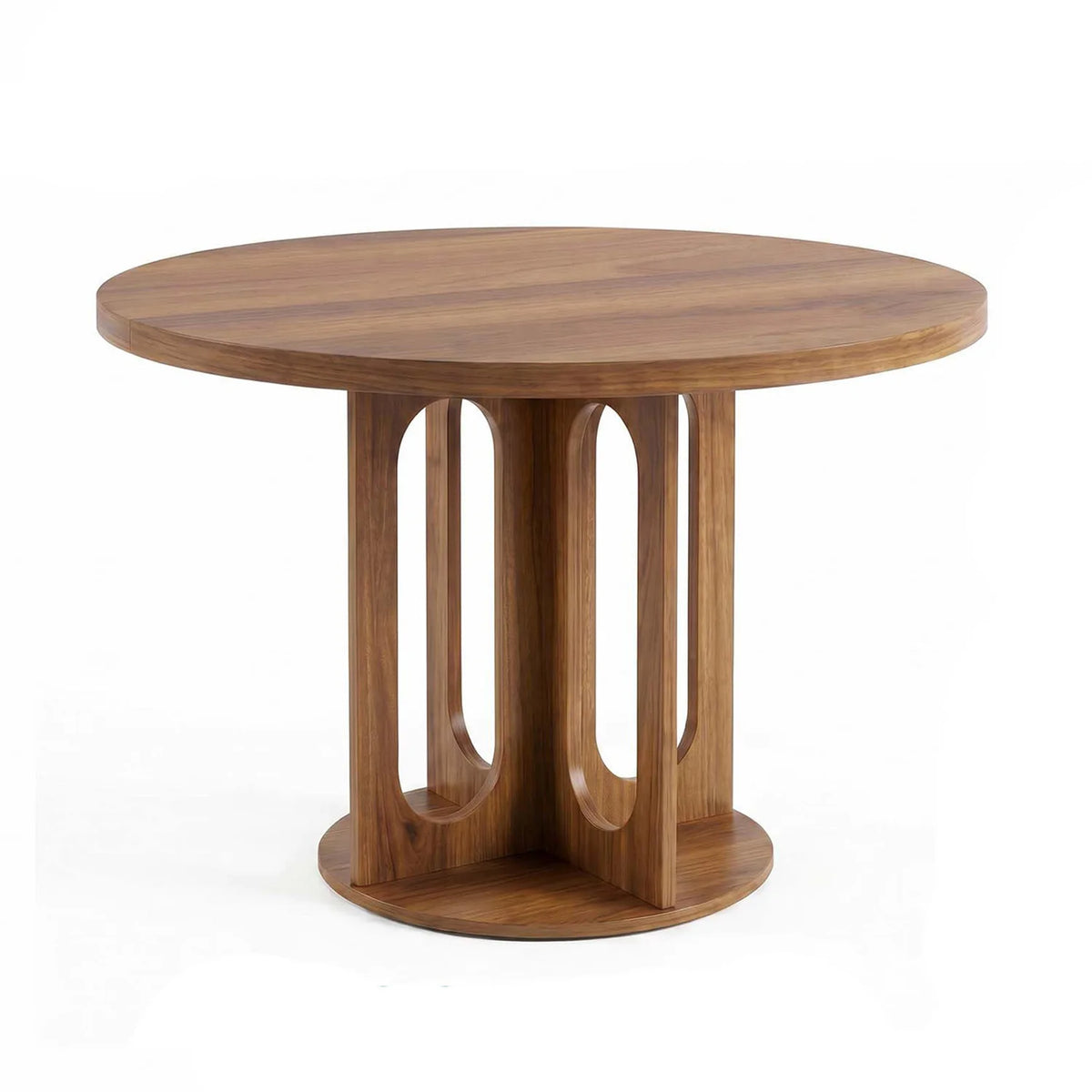 HiMiss Modern Round Dining Table With Arch Pedestal Wooden Base
