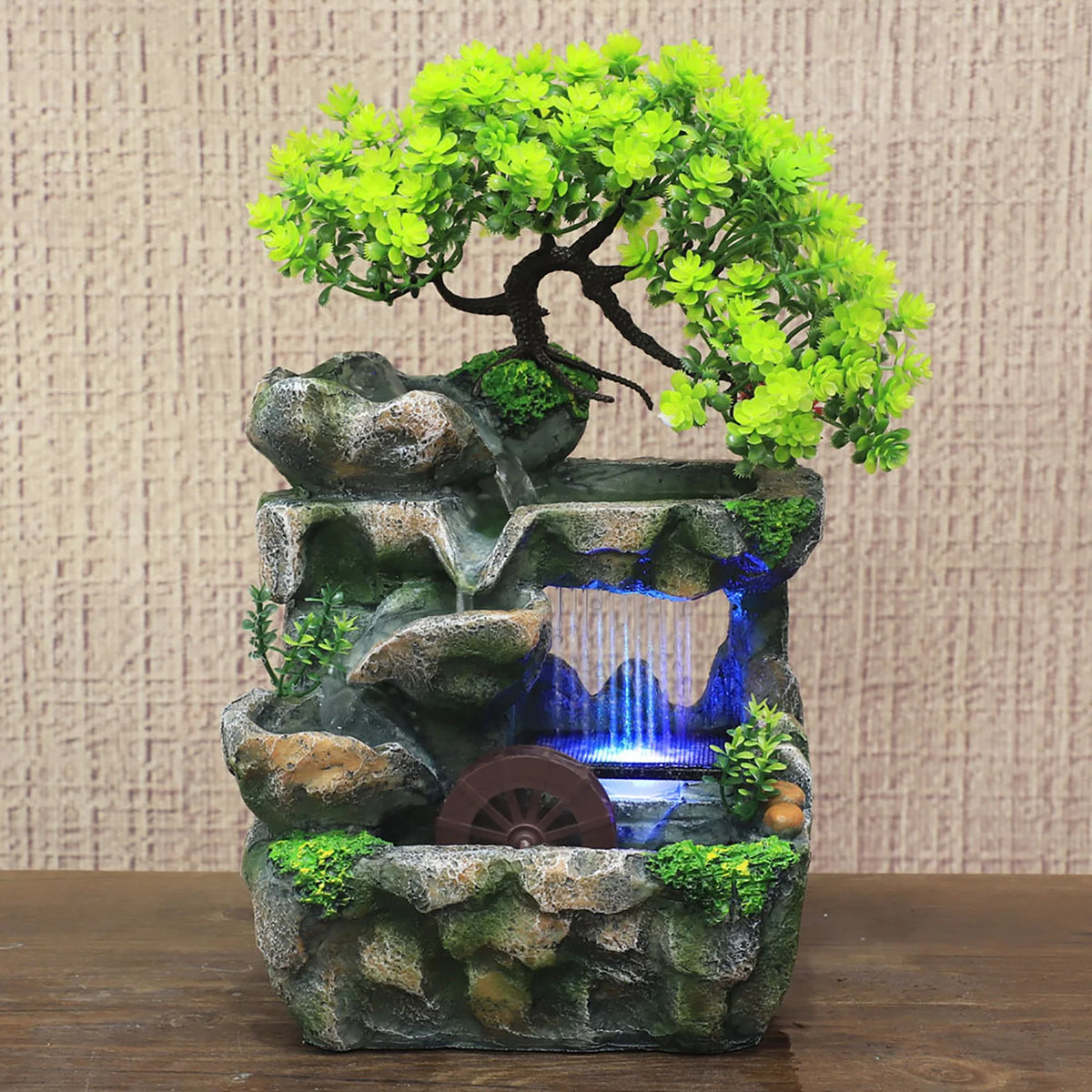 Color Changing LED Desktop Waterfall Fountain For Indoor Meditation