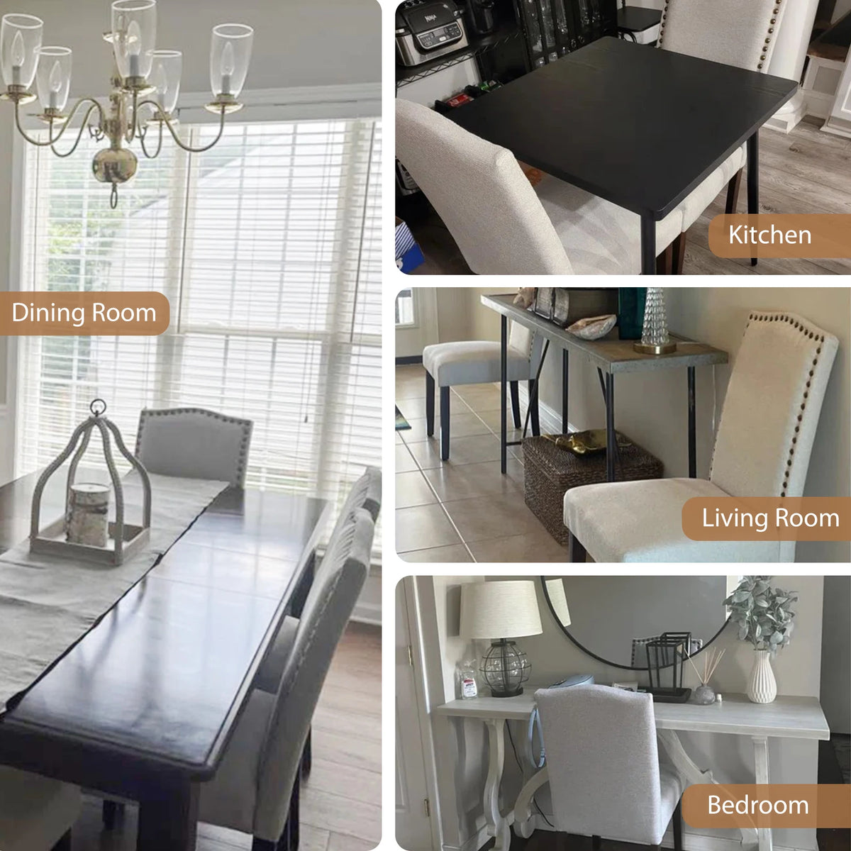 MCQ Farmhouse Fabric Dining Chairs With Padded Seats