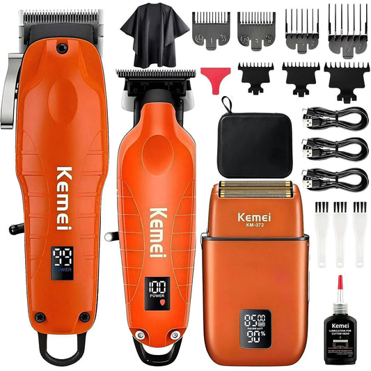 Kemei Haircut Tool Set With Lcd Display And Usb Rechargeable