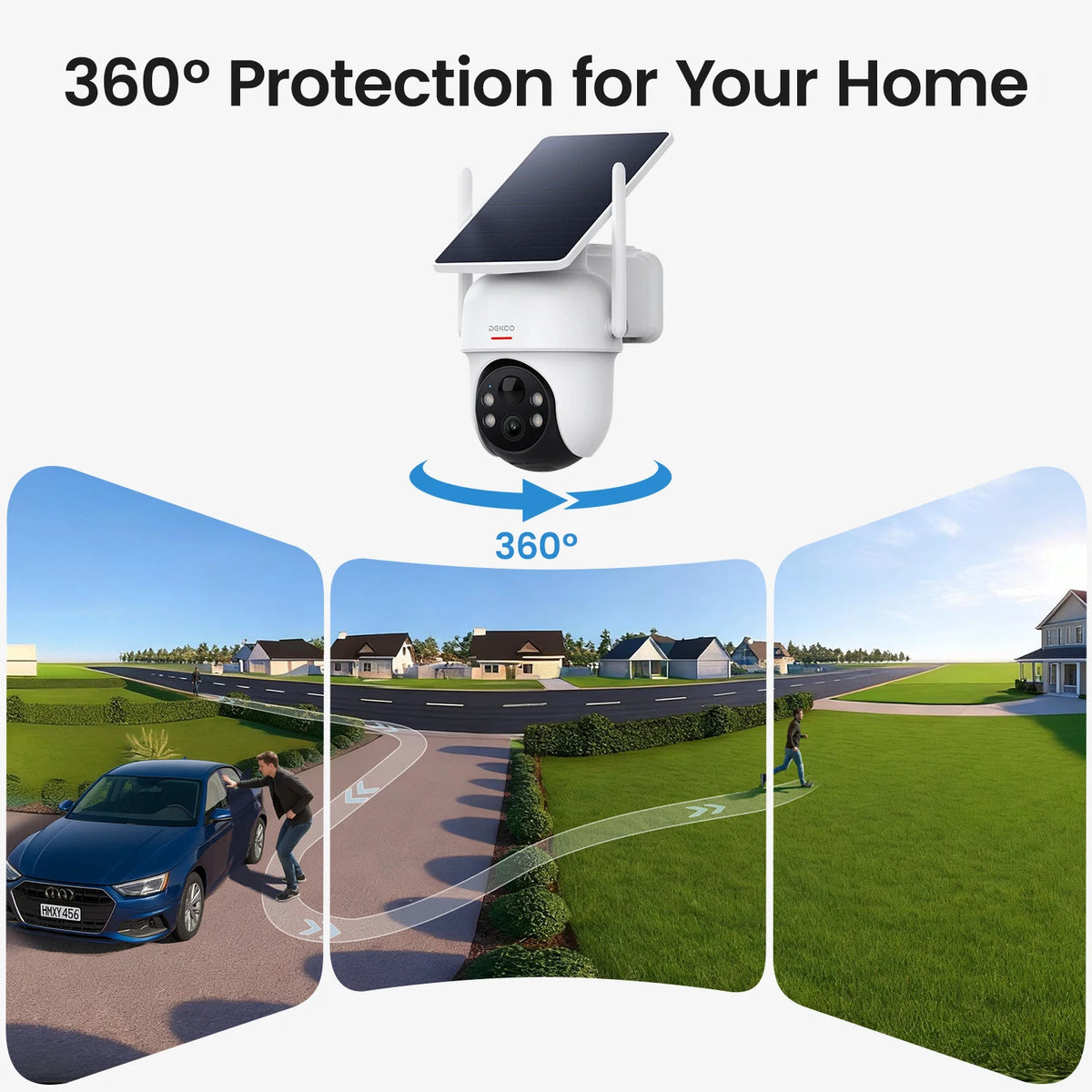 Dekco 3MP Solar Security Camera System 4 Pack Wireless PTZ