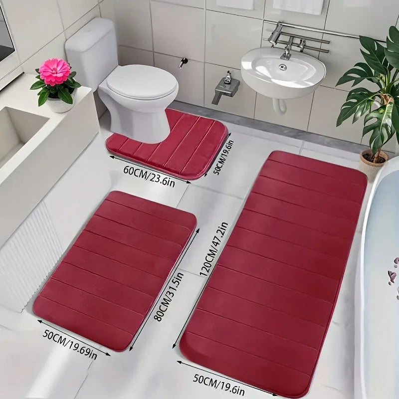 Premium Plush Bathroom Rug Set Non Slip Quick Dry Mats