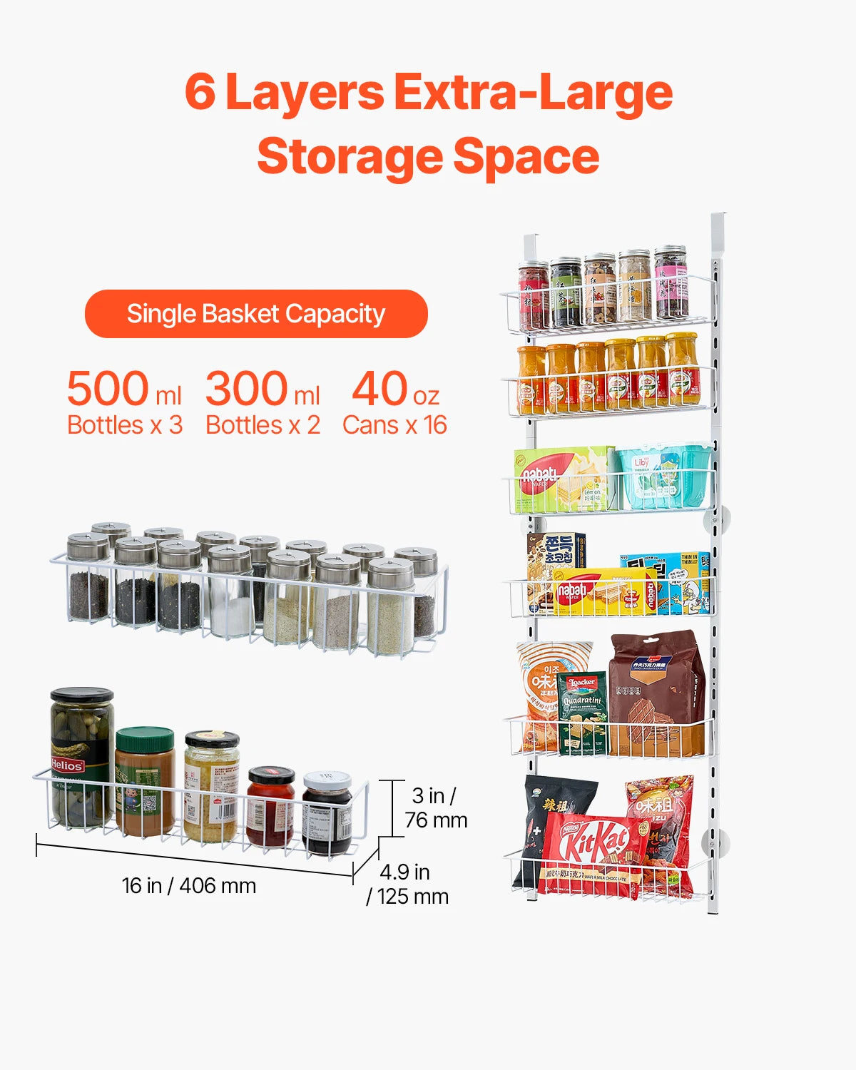 SucceBuy Over The Door Pantry Organizer Adjustable Spice Rack