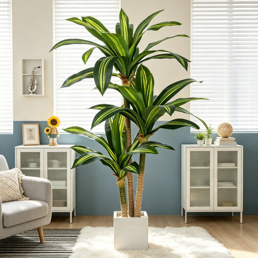 Olitree Artificial Dracaena Tree In Pot With Realistic Foliage