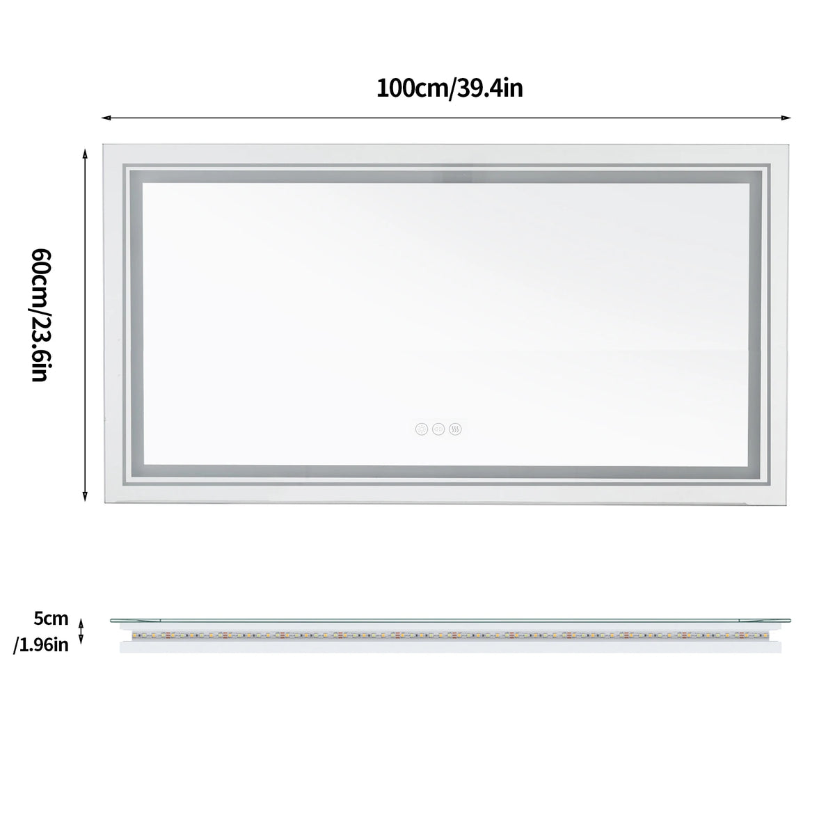 Illuminated LED Bathroom Mirror Featuring Touch Controlled Antifog Lighting