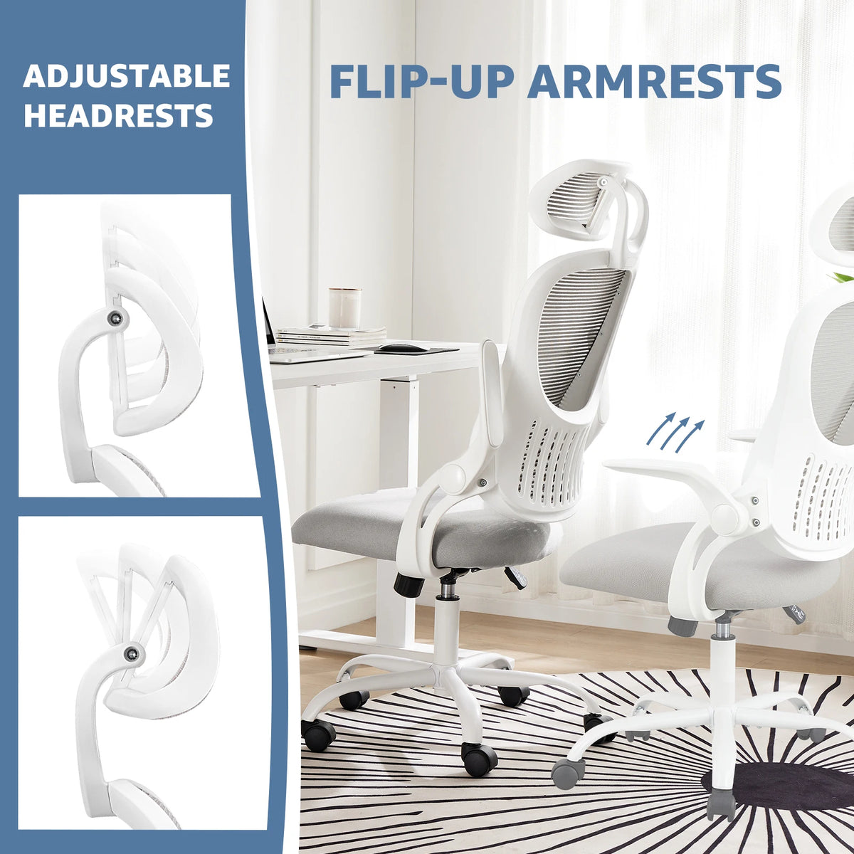 JHK Mesh Ergonomic Office Chair With Adjustable Headrest Lumbar Support