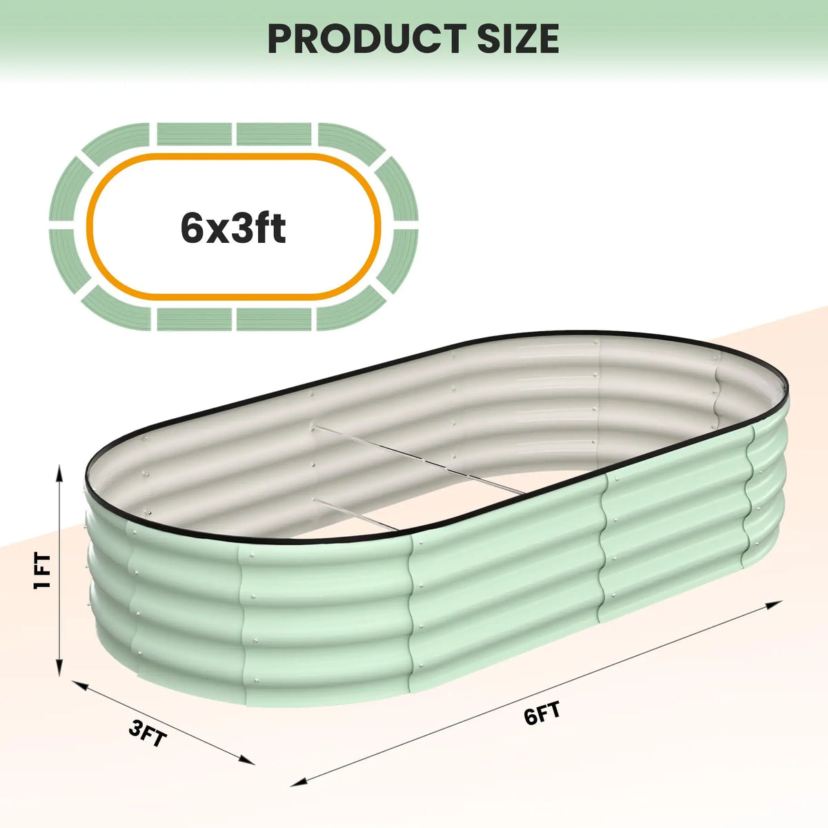 HiMISS Galvanized Steel Oval Raised Garden Planter Box For Plants